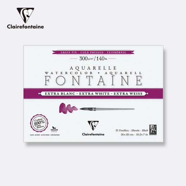 Clairefontaine克萊方丹 FONTAINE方丹系列 特白純棉水彩紙本